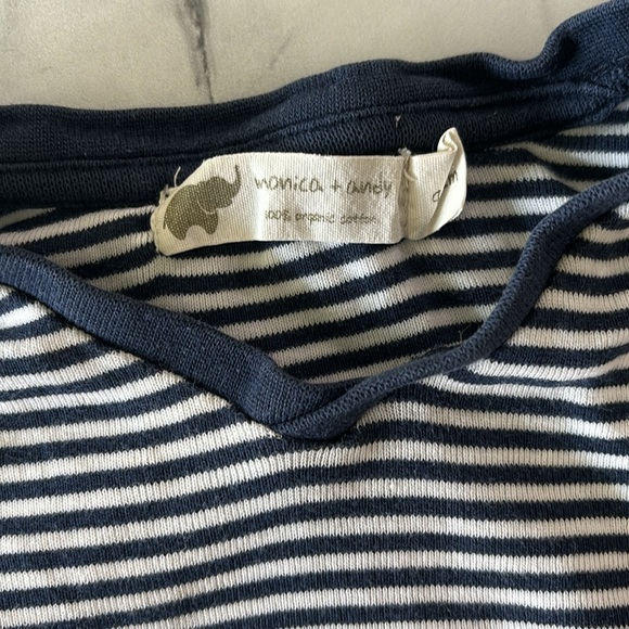 Monica + Andy Baby Boy’s Navy and White Striped V-neck Tee - Picture 2 of 5